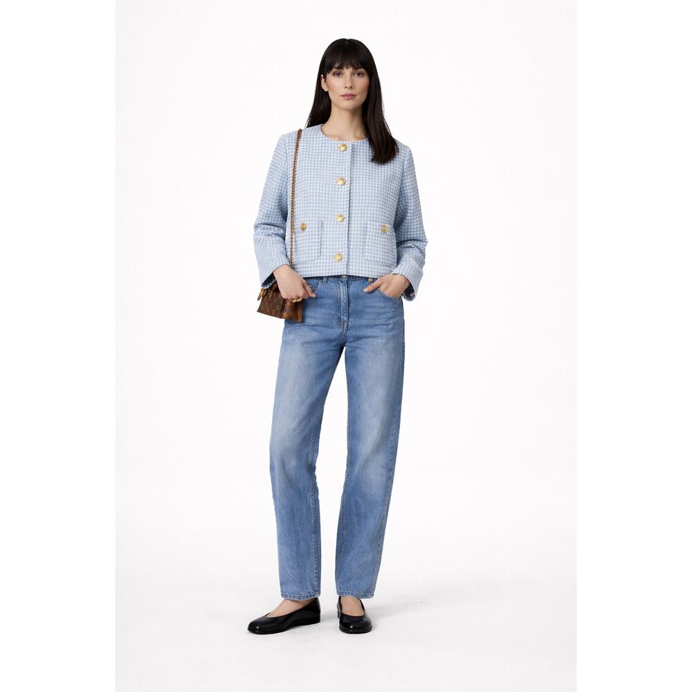 Versace wool Medusa Blue and White Checkered wool jacket 38